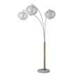 Bloom 3-Light Arc Floor Lamp in Weathered Brass/White Satin Shade/Marble Base