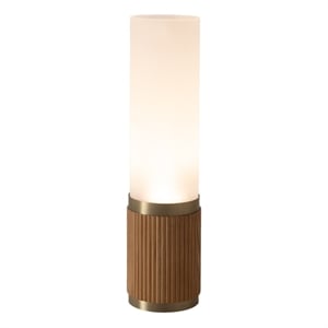 Tambo Cylindro 18&quot Petite Accent Table Lamp Natural Ash Weathered Brass Frosted Acrylic Dimmer Switch