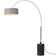 Tambo Arc Floor Lamp - Black Oak Satin Nickel Cashmere Gray Shade