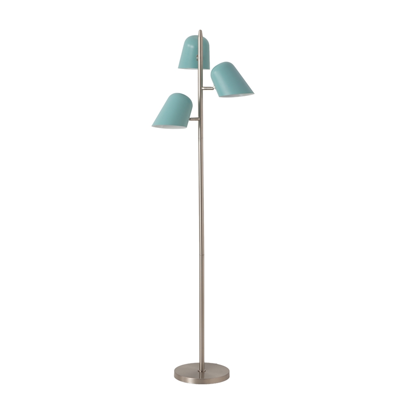 Culver Tree Lamp - Satin Nickel - Pool Blue shades