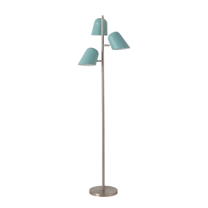 Culver Tree Lamp - Satin Nickel - Pool Blue shades