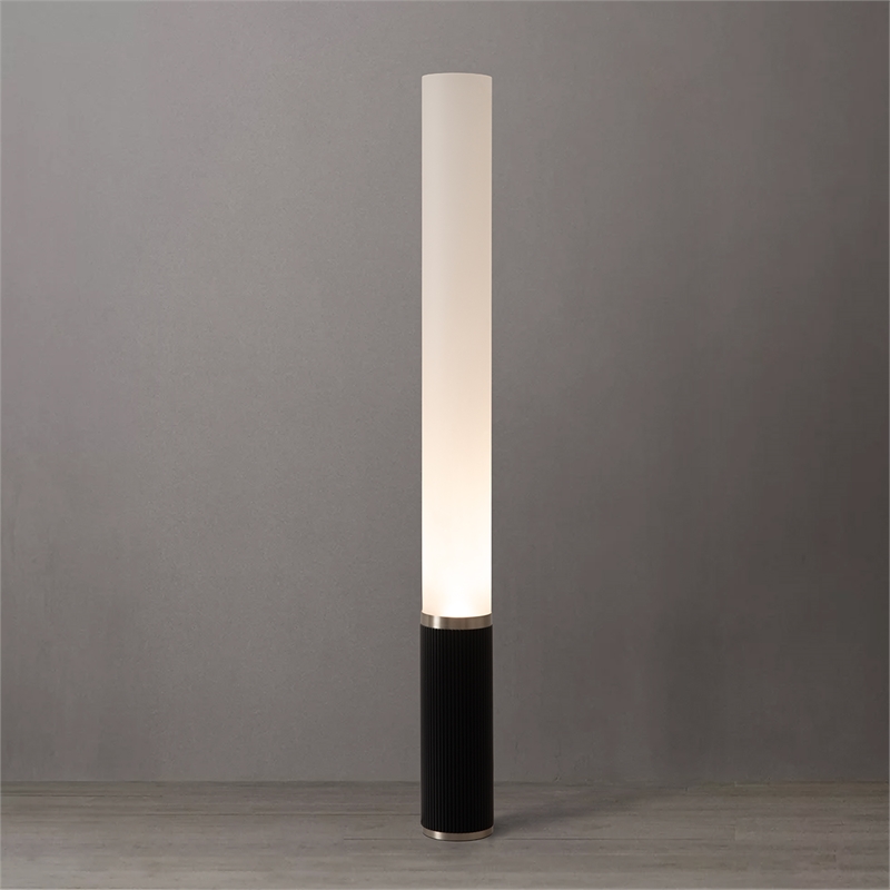 Tambo Cylindro 60 Accent Floor Lamp in Black Oak and Satin Nickel