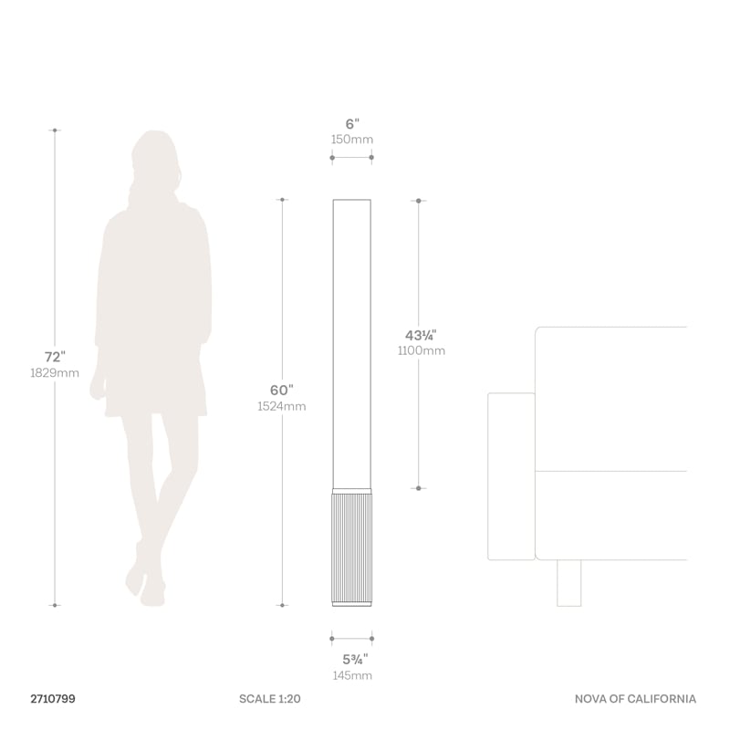 Tambo Cylindro 60 Accent Floor Lamp in Black Oak and Satin Nickel