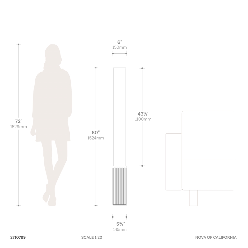 Tambo Cylindro 60 Accent Floor Lamp in Natural Ash and Weathered Brass