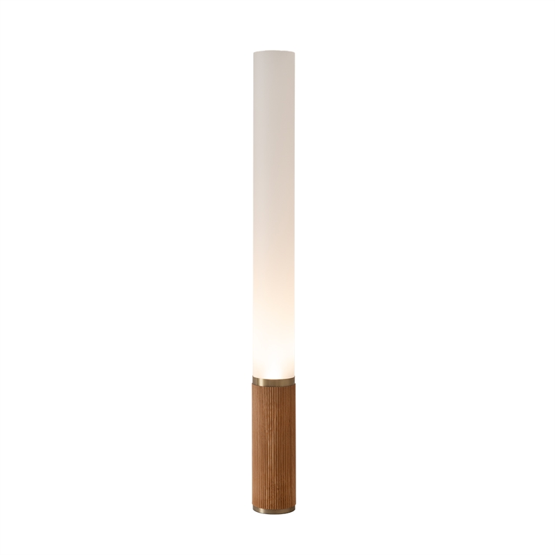 Tambo Cylindro 60 Accent Floor Lamp in Natural Ash and Weathered Brass
