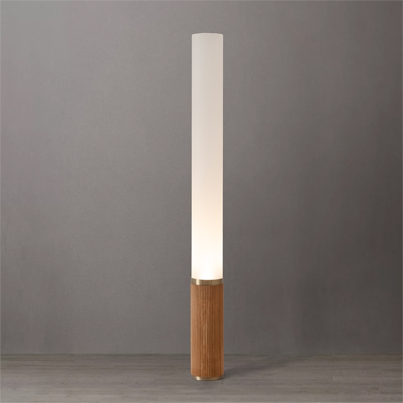 Tambo Cylindro 60 Accent Floor Lamp in Natural Ash and Weathered Brass