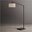 Stretch Chairside Arc Floor Lamp - Cashmere Gray Shade Black Body and Base