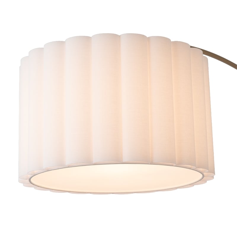 Scalloped Wall Arc Lamp - Weathered Brass  White Linen  Diffuser