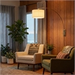 Scalloped Wall Arc Lamp - Weathered Brass  White Linen  Diffuser