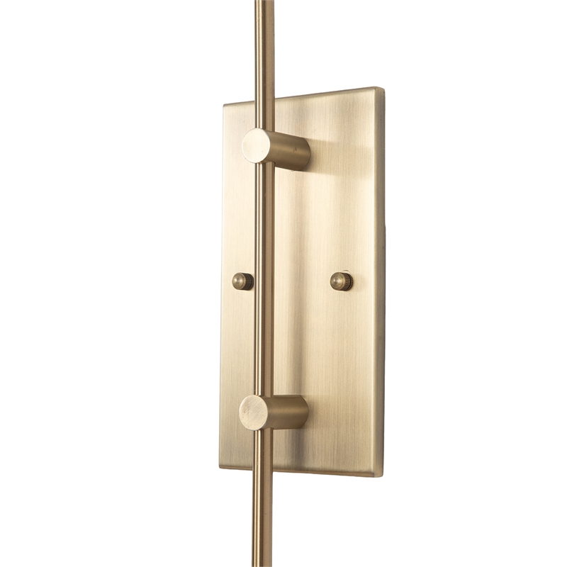Scalloped Wall Arc Lamp - Weathered Brass  White Linen  Diffuser