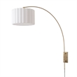 Scalloped Wall Arc Lamp - Weathered Brass  White Linen  Diffuser