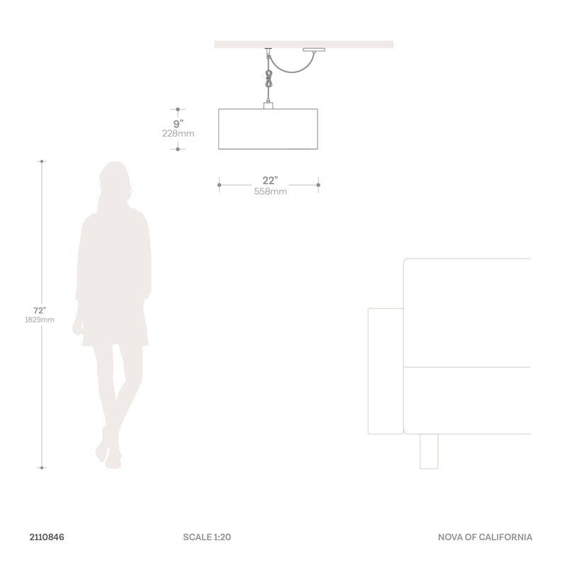 Stretch Pendant Burlap Shade Satin Nickel