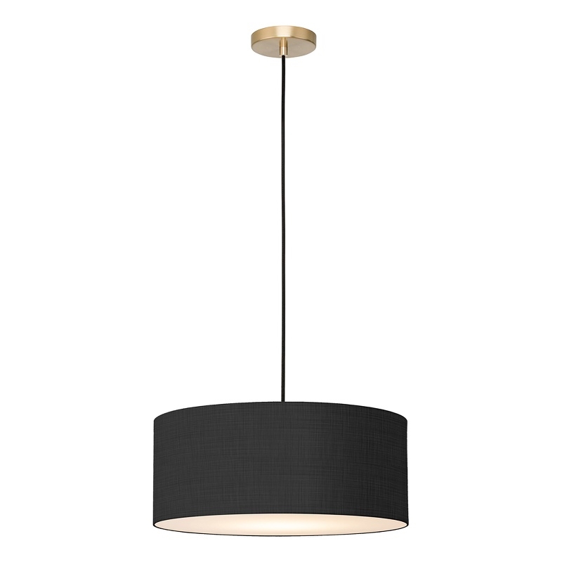 Stretch Pendant Black Linen Shade Weathered Brass