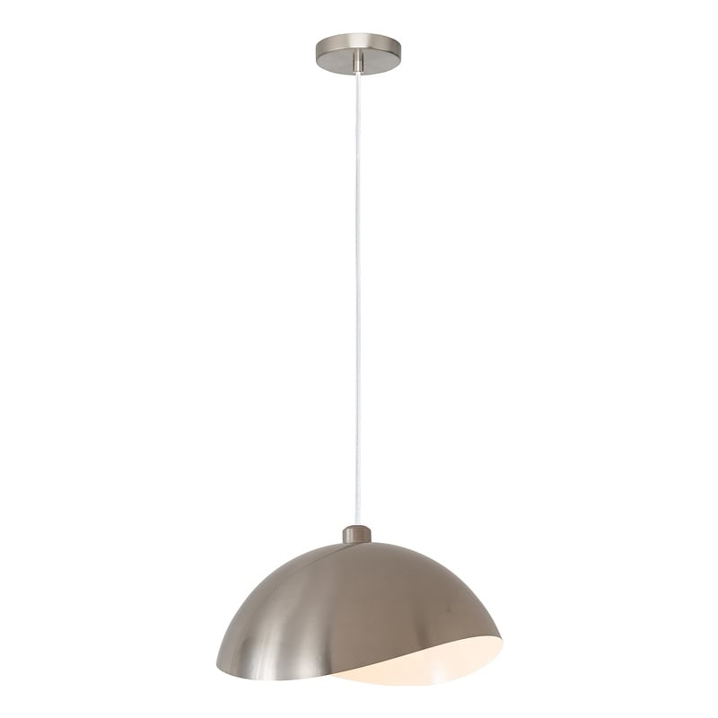 Luna Bella Pendant Satin Nickel/White-Luna Bella Leaf Shade Satin Nickel