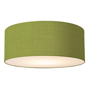 Stretch Flush Mount Avocado Linen Shade Weathered Brass