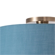 Stretch Flush Mount  Pool Blue Linen Drum Shade Weathered Brass