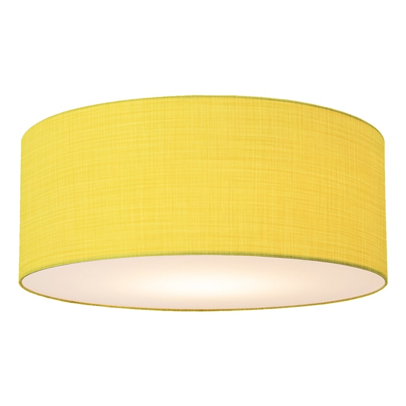 Stretch Flush Mount Mustard Linen Shade Weathered Brass
