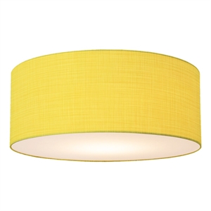 Stretch Flush Mount Mustard Linen Shade Weathered Brass