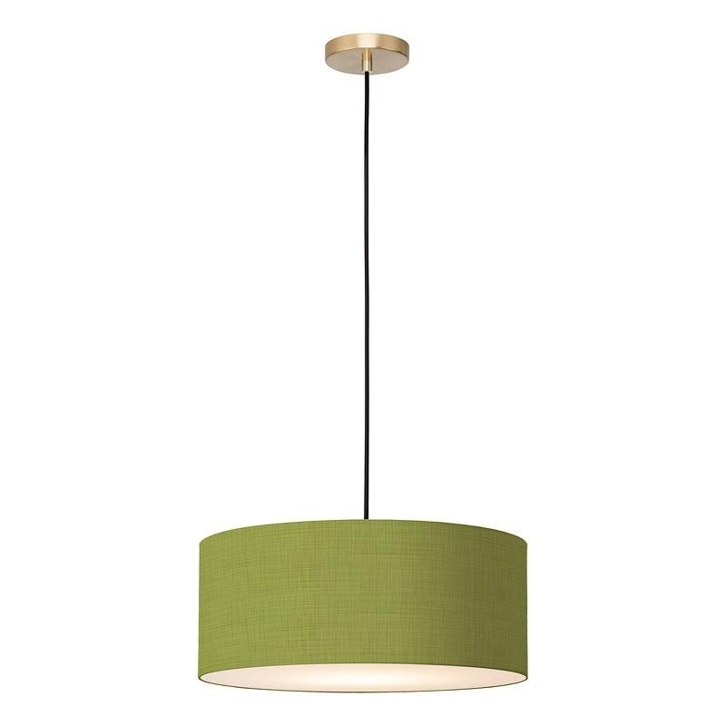Stretch Pendant Avocado Linen Shade Weathered Brass
