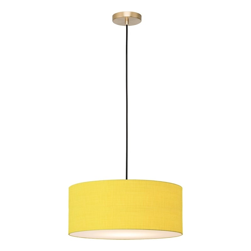 Stretch Pendant Mustard Linen Shade Weathered Brass