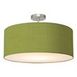 Stretch Semi Flush Mount Avocado Linen Shade Satin Nickel