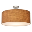 Stretch Semi Flush Mount Burlap Shade Satin Nickel