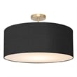 Stretch Semi Flush Mount Black Linen Shade Weathered Brass