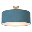 Stretch Semi Flush Mount Turquoise Linen Shade Weathered Brass