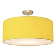 Stretch Semi Flush Mount Mustard Linen Shade Weathered Brass