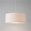 Stretch Pendant - Satin Nickel White Linen Drum Shade Dimmable Bulb Included
