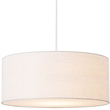 Stretch Pendant - Satin Nickel White Linen Drum Shade Dimmable Bulb Included