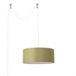 Stretch Swag Lamp Avocado Linen Drum Shade Satin Nickel