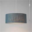 Stretch Swag Lamp Pool Blue Linen Drum Shade Satin Nickel