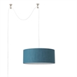 Stretch Swag Lamp Pool Blue Linen Drum Shade Satin Nickel