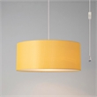 Stretch Swag Lamp Mustard Linen Drum Shade Satin Nickel