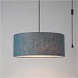 Stretch Swag Lamp  Pool Blue Linen Drum Shade Weathered Brass