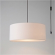 Stretch Swag Lamp White Linen Drum Shade Weathered Brass