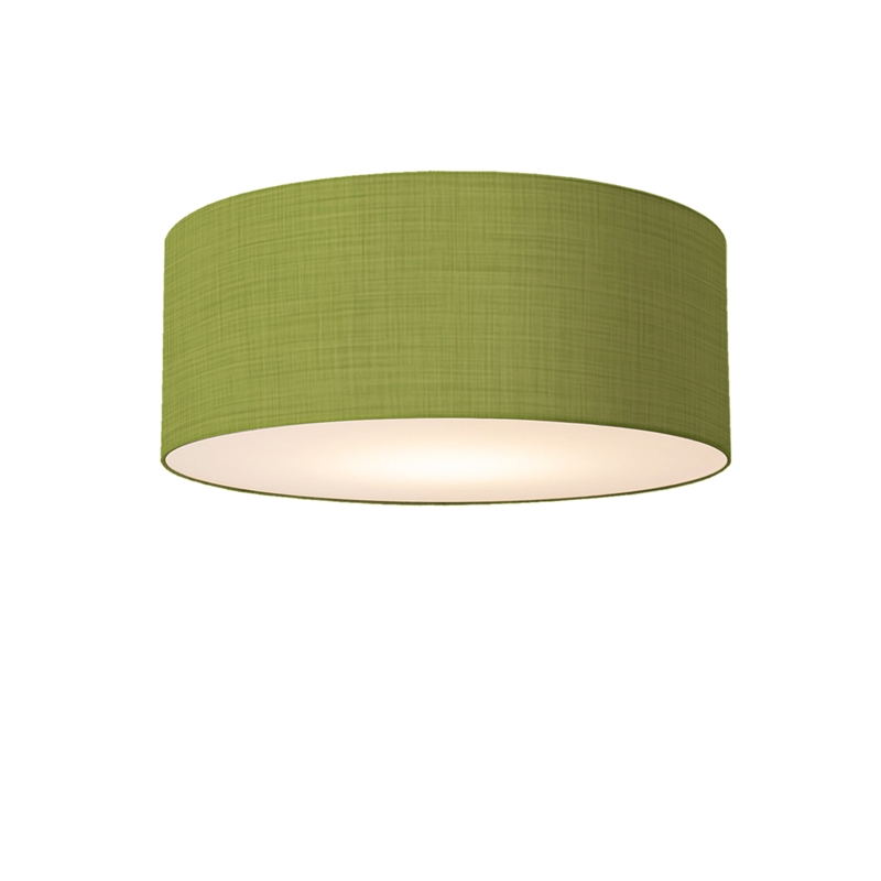 Stretch Flush Mount Avocado Linen Shade Satin Nickel