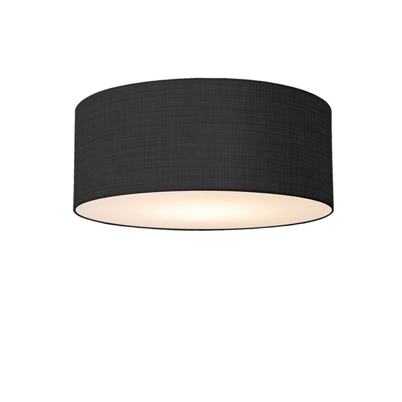Stretch Flush Mount Black Linen Shade Satin Nickel