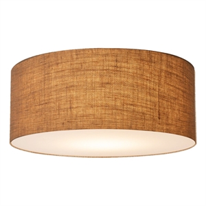 Stretch Flush Mount Burlap Shade Satin Nickel