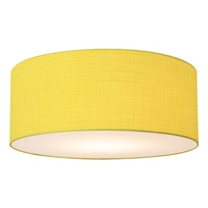Stretch Flush Mount Mustard Linen Shade Satin Nickel