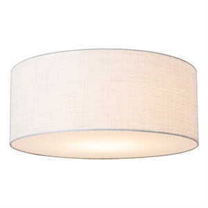 Stretch Flush Mount White Linen Shade Weathered Brass