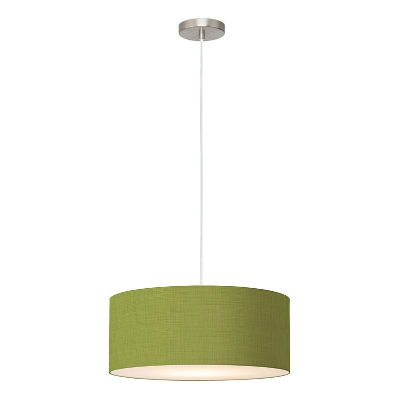 Stretch Pendant Avocado Linen Shade Satin Nickel