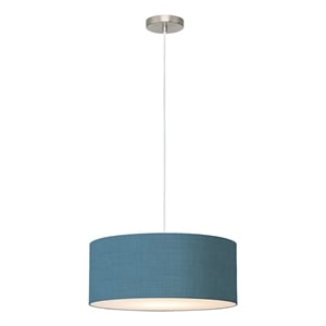 Stretch Pendant Turquoise Linen Shade Satin Nickel