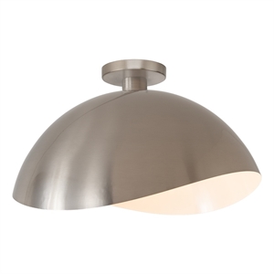 Luna Bella Flush Mount Satin Nickel White-Luna Bella Leaf Shade Satin Nickel