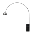 Iconic Arched LED Floor Lamp Black Marble Block Base Satin Nickel
