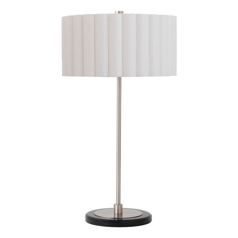 Slimline Table Lamp  Scallop Shade Satin Nickel Base