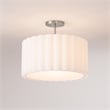 Semi Flush Mount White Scallop Linen Medium Shade Satin Nickel