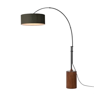 Tambo 92&quot Arc Lamp - Black Nickel Dark Walnut Black Linen Shade Dimmable