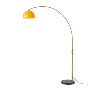 Half Dome 92&quot Arc Lamp Mustard Shade Brass Marble Base